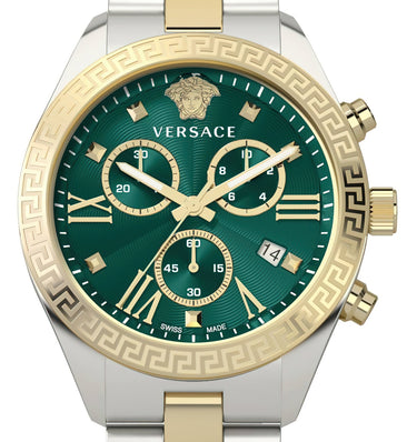 Versace Damen Armbanduhr 40 mm Armband Edelstahl LADY GRECA CHRONO